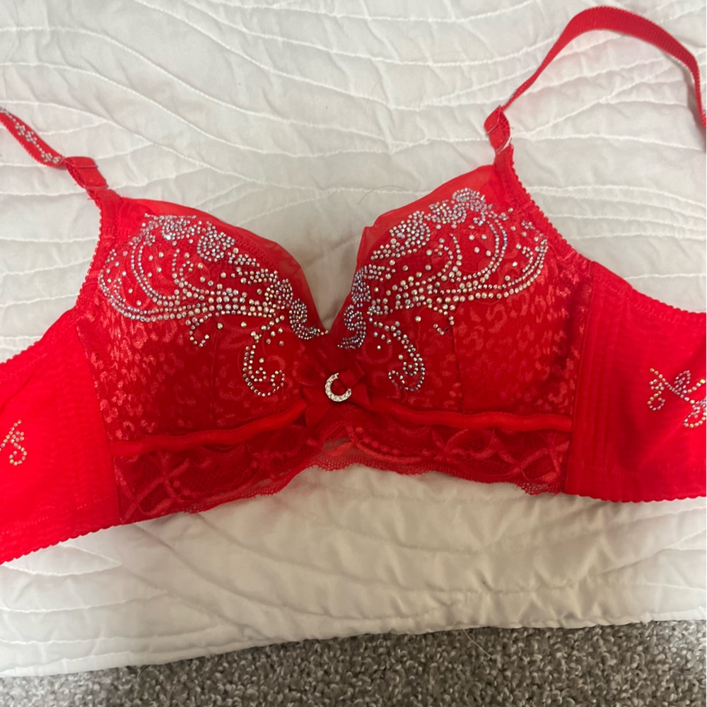 Crystal in crested bra